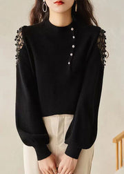 New Apricot O Neck Hollow Out Knit Sweaters Spring