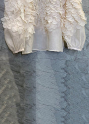 New Apricot Zippered Sequins Patchwork Cotton Shirt Long Sleeve