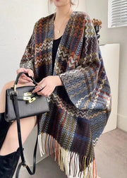 New Autumn And Winter Ethnic Style Black Coffee Tassel Shawl