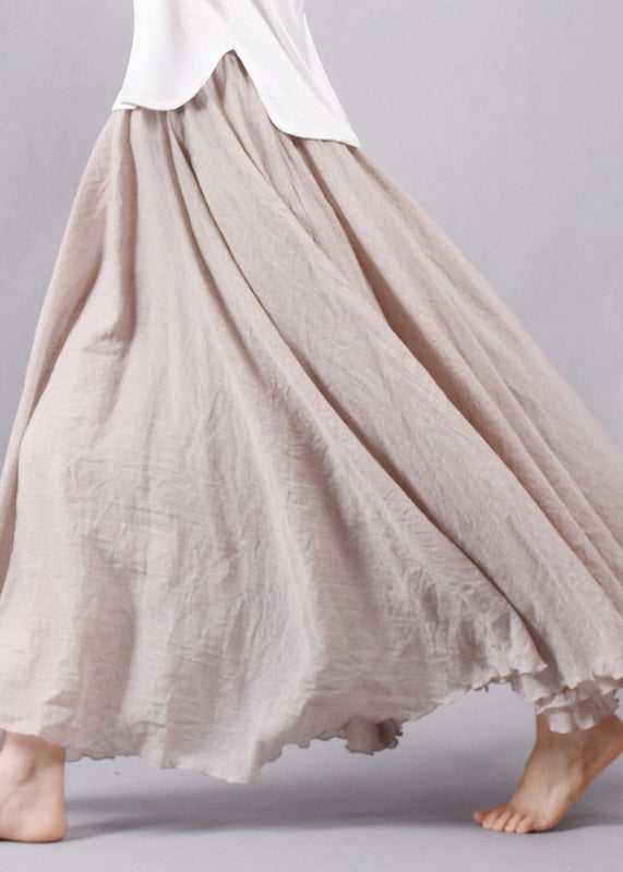 New Beige Solid High Waist Cotton Skirt Summer