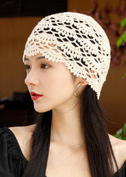 New Beige Thin Hollow Handmade Hook Flower Knit Boonie Hat