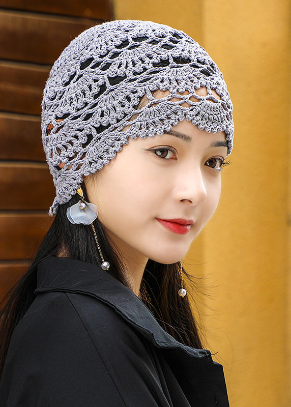 New Beige Thin Hollow Handmade Hook Flower Knit Boonie Hat