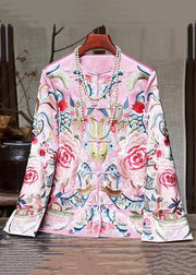 New Black Embroidered Chinese Button Silk Coats Spring