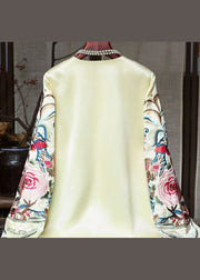 New Black Embroidered Chinese Button Silk Coats Fall