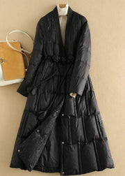 New Black Tasseled Button Drawstring Duck Down Coats Winter