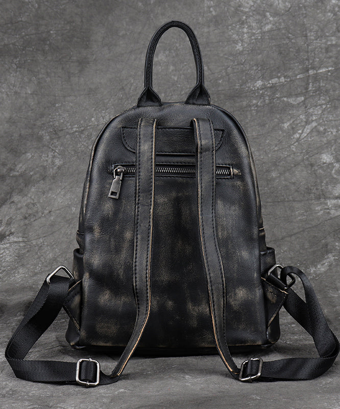 New Black Versatile Large Capacity Calf Leather Backpack Bag