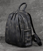 New Black Versatile Large Capacity Calf Leather Backpack Bag