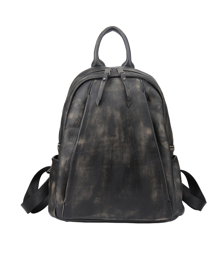 New Black Versatile Large Capacity Calf Leather Backpack Bag