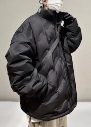 New Black Zip Up Letter Pockets Duck Down Mens Down Coat Winter