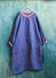 New Blackish Green Button Side Open Linen Mid Dress Spring