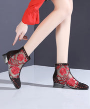 New Blue Hollow Out Breathable Mesh Splicing Ankle Boots
