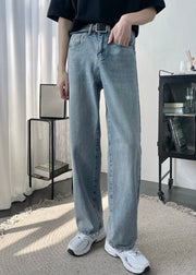 New Blue Pockets High Waist Denim Men Crop Pants Summer