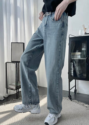 New Blue Pockets High Waist Denim Men Crop Pants Summer