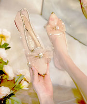 New Breathable Tulle Hollow Sequin Bow Flat Shoes Pointed Toe