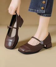 New Brown Faux Leather Loafer Shoes Splicing Buckle Strap