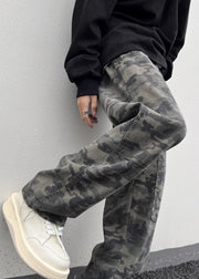 New Camouflage Pockets Warm Fleece Men Pants High Waist Spring