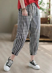 New Casual Big Plaid Pockets Elastic Waist Harlan Pants Autumn