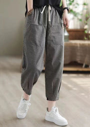 New Casual Big Plaid Pockets Elastic Waist Harlan Pants Autumn