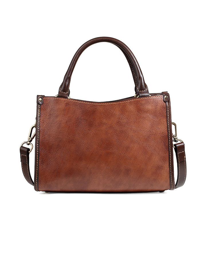 New Casual Coffee Embossed Calf Leather Tote Messenger Bag