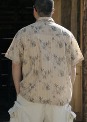 New Chinese Ink Wash Bamboo Short Sleeved Men's Shirt
