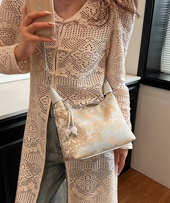 New Chinese Style Beige Embroidered Crossbody Bag
