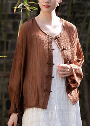 New Chinese Style Coffee Summer Thin Outerwear Cardigan