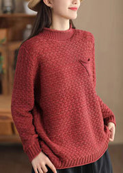 New Coffee Half High Neck Cotton Knit Sweaters Spring