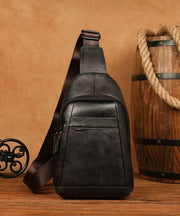 New Coffee Men's Calf Leather Large Capacity Chest Bag