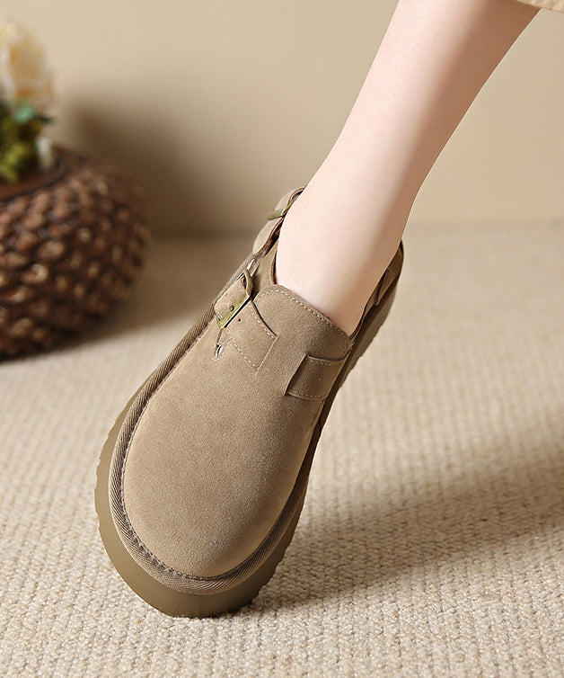 New Comfortable Brown Splicing Platform Loafer Shoes