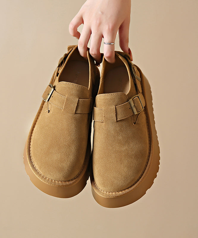 New Comfortable Brown Splicing Platform Loafer Shoes