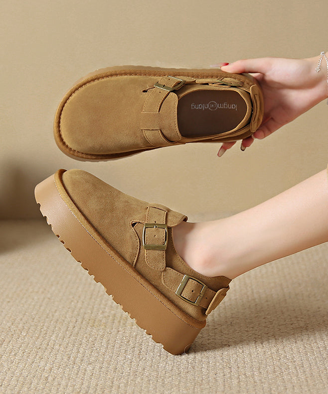 New Comfortable Brown Splicing Platform Loafer Shoes