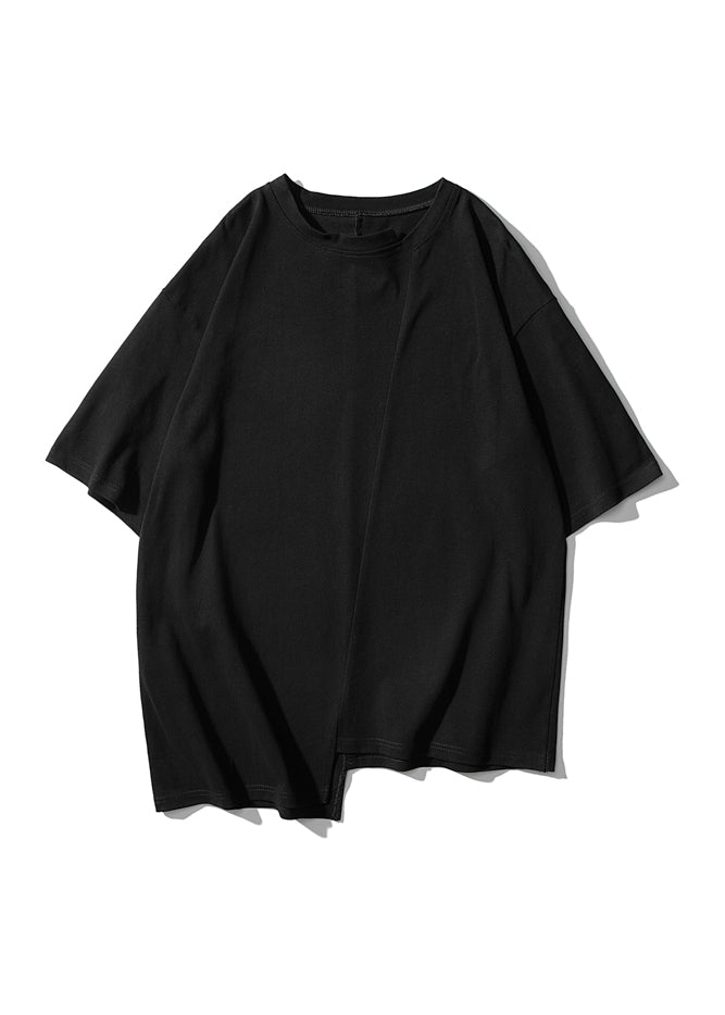 New Dark Green Asymmetrical Patchwork Cotton Oversized T Shirt Men Summer