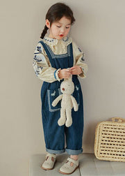 New Embroideried Ruffled Shirts And Denim Pants Girls Two Pieces Set Fall