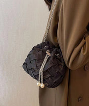 New Fashionable Black Cotton Bucket Shoulder Crossbody Bag