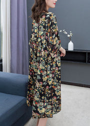 New Floral O Neck Wrinkled Patchwork Chiffon Dress Summer