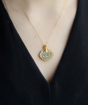 New Gold Ancient Gold Jade Enamel Pendant Necklace