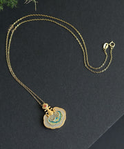 New Gold Ancient Gold Jade Enamel Pendant Necklace