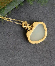 New Gold Ancient Gold Jade Enamel Pendant Necklace