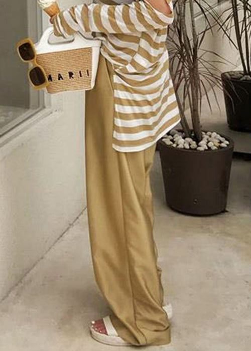 New Gold Button Pockets High Waist Silk Pants Summer