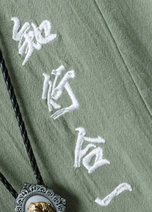 New Green Embroideried Patchwork Cotton Men&