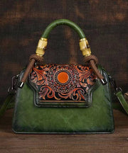 New Green Hand Carved Retro Chinese Style Tote Handbag