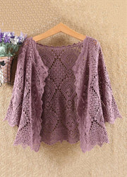 New Green Hollow Out Solid Cotton Knit Cardigans Summer
