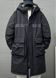 New Green Hooded Letter Pockets Duck Down Men Down Coat Winter