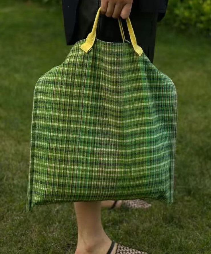 New Green Plaid Large Capacity Canvas Tote Handbag