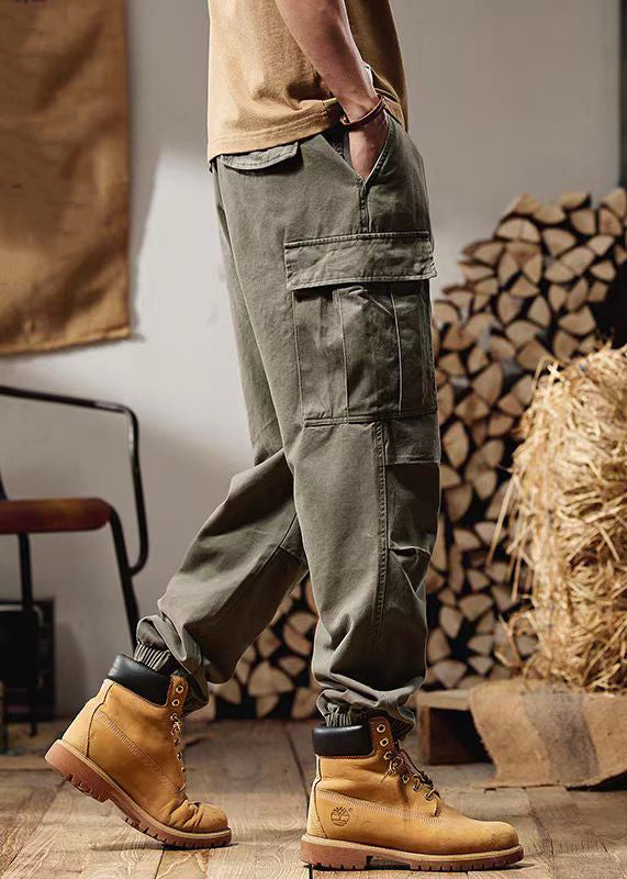 New Green Pockets Original Design Cotton Men Pants Spring