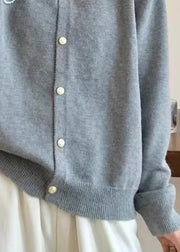 New Grey Nail Bead Button Cozy Knit Cardigans Fall