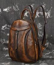 New Handmade Red Casual Calf Leather Backpack Bag