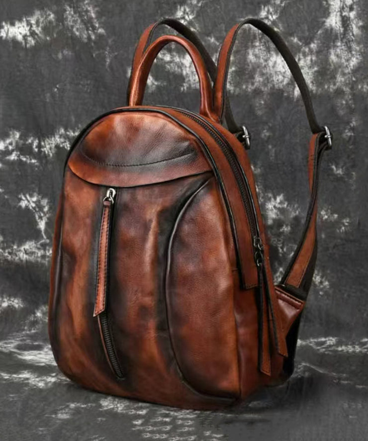 New Handmade Red Casual Calf Leather Backpack Bag