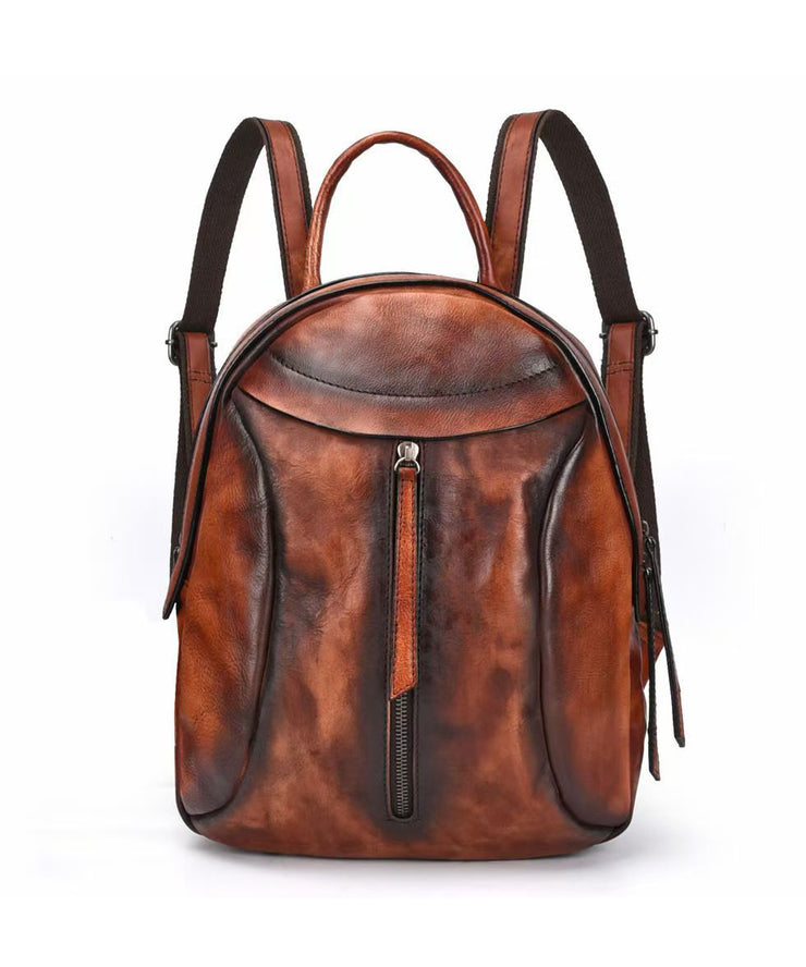 New Handmade Red Casual Calf Leather Backpack Bag