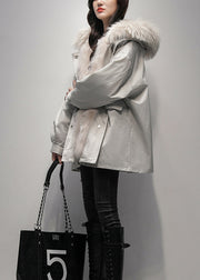 New Khaki Fur Collar The Rabbit Wool Lined Parka Jacket For Winter